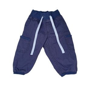 H&M Disney Baby Blue Jogger Pants Cargo Pockets Drawstring 6-9 Months Pinstripe